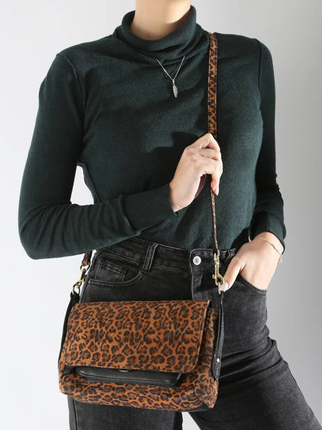 Sac Bandoulière Leopard Cuir Paul marius Noir leopard DIANSLEO vue secondaire 1