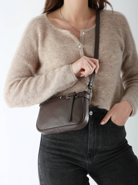 Sac Bandoulière Milano Marron caviar G1421N vue secondaire 1