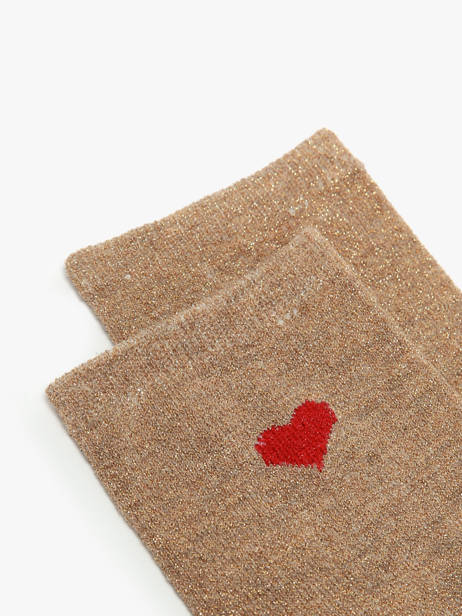 Chaussettes Pieces Beige socks women 17159116 vue secondaire 1