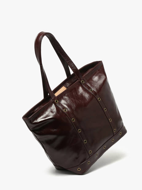 Le Cabas M Zippé En Cuir Craquelé Vanessa bruno Rouge cabas cuir 82V40378 vue secondaire 1