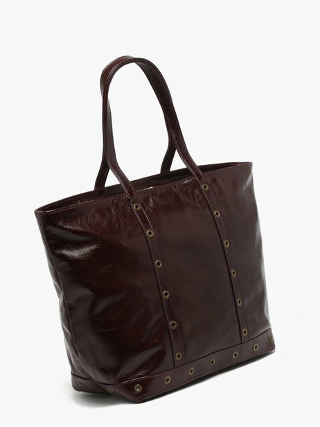 Le Cabas S En Cuir Craquelé Avec Bandoulière Vanessa bruno Marron cabas cuir 82V40409 vue secondaire 2