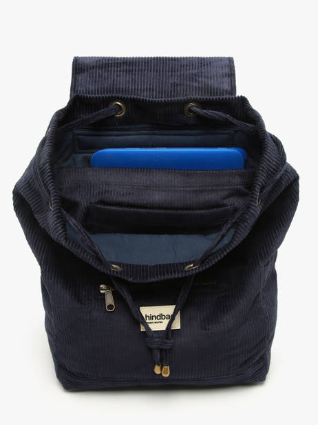 Sac à Dos Velours Velours Côtelé Hindbag Bleu velours V vue secondaire 2