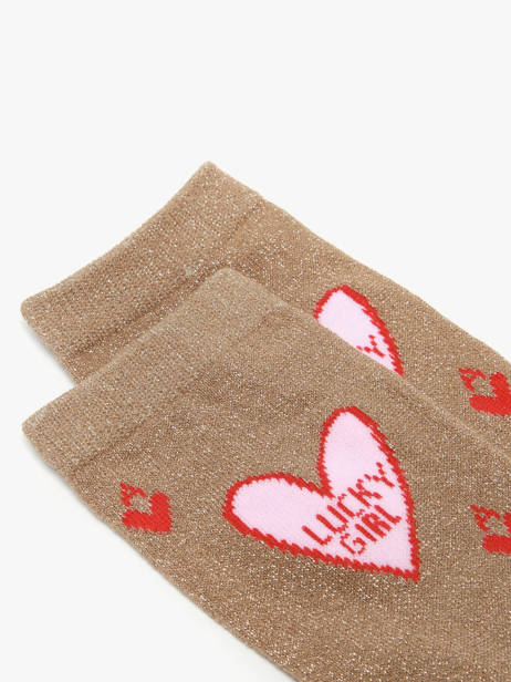 Chaussettes Pieces Marron socks women 17162495 vue secondaire 1