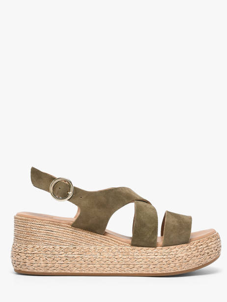 Sandales Talon Compensé En Cuir Aliwell Vert women A126158
