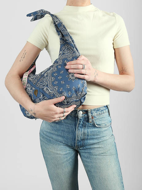 Sac Porté épaule Bandana Coton Le voyage en panier Bleu bandana PM970 vue secondaire 1