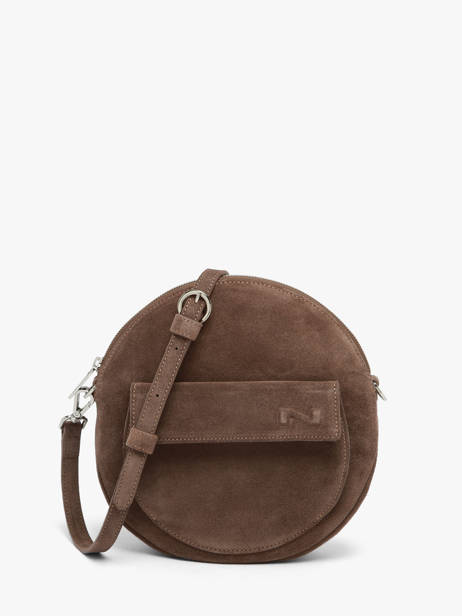 Sac Bandoulière Dorine Cuir Daim Nathan baume Marron nathan 32PS