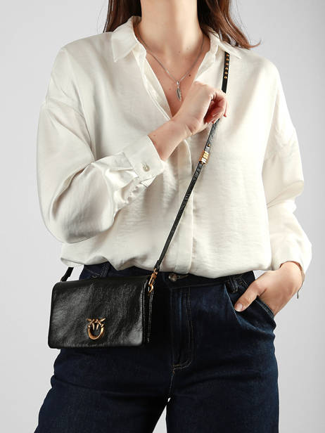 Sac Bandoulière Love Bag Icon Cuir Pinko Noir love bag icon 6023A315 vue secondaire 1