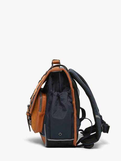 Cartable Enfant 2 Compartiments Cameleon Bleu vintage urban CA35 vue secondaire 3