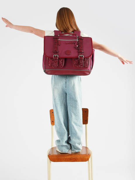Cartable Enfant 3 Compartiments Cameleon Violet vintage fantasy CA41 vue secondaire 2