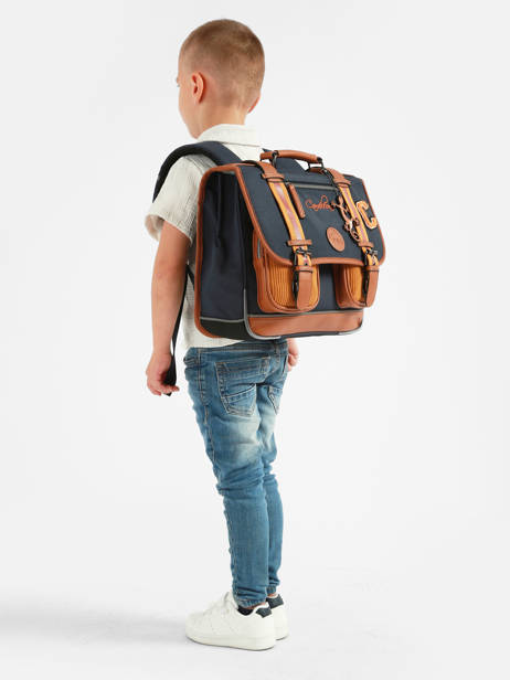 Cartable Enfant 2 Compartiments Cameleon Bleu vintage urban CA35 vue secondaire 1