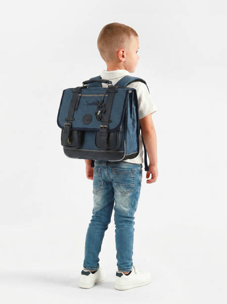 Cartable 2 Compartiments Cameleon Bleu vintage color CA146Q vue secondaire 1