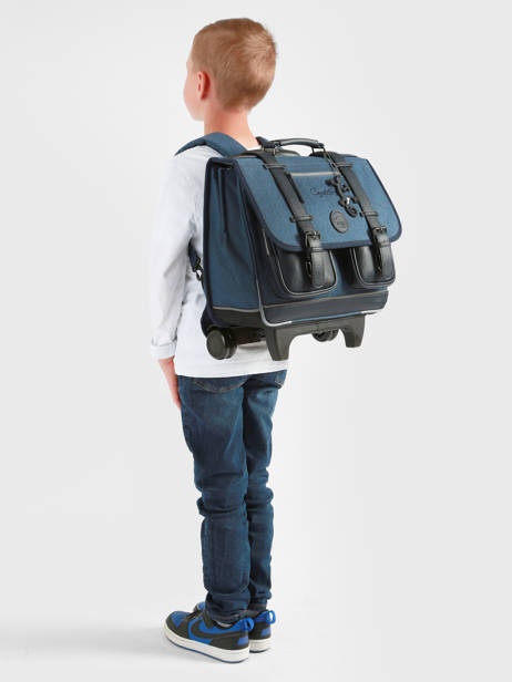 Cartable à Roulettes 2 Compartiments Cameleon Bleu vintage color CR38 vue secondaire 2
