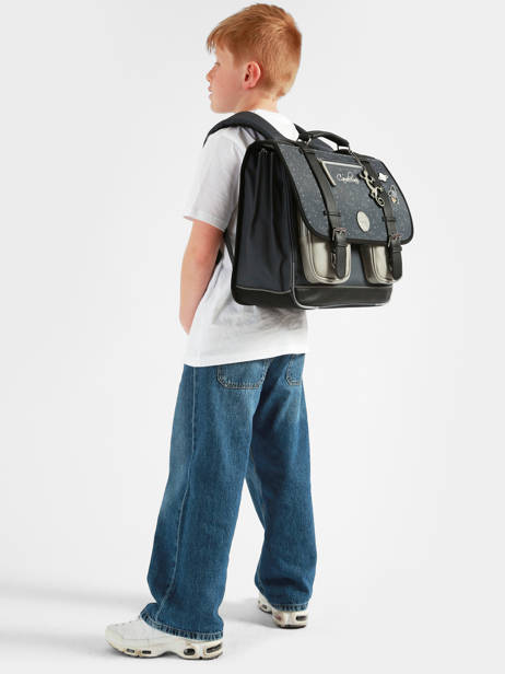 Cartable 3 Compartiments Cameleon Gris vintage urban CA41 vue secondaire 1