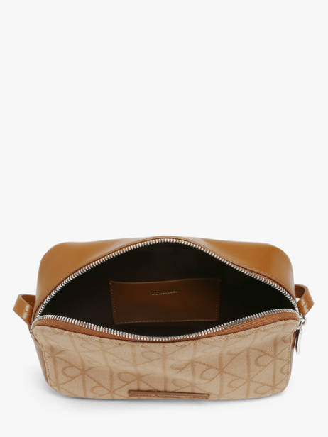 Sac Bandoulière Emblem Jacquard Calvin klein jeans Beige emblem jacquard 4F3533G vue secondaire 3