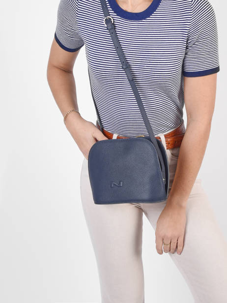 Sac Bandoulière Lilou Cuir Nathan baume Bleu egee 2 vue secondaire 1